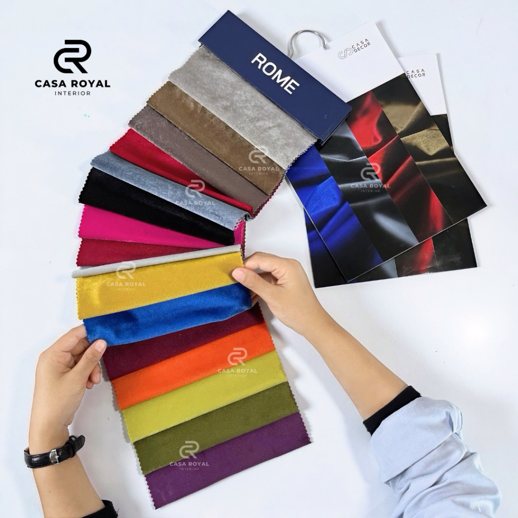 Bahan Kain Sofa Bludru Import – Kain Meteran Polos Crushed Velvet Glossy Premium (ROME)