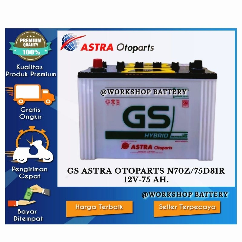 AKI GS HYBRID N70Z / 95D31R 12V-75 AH.