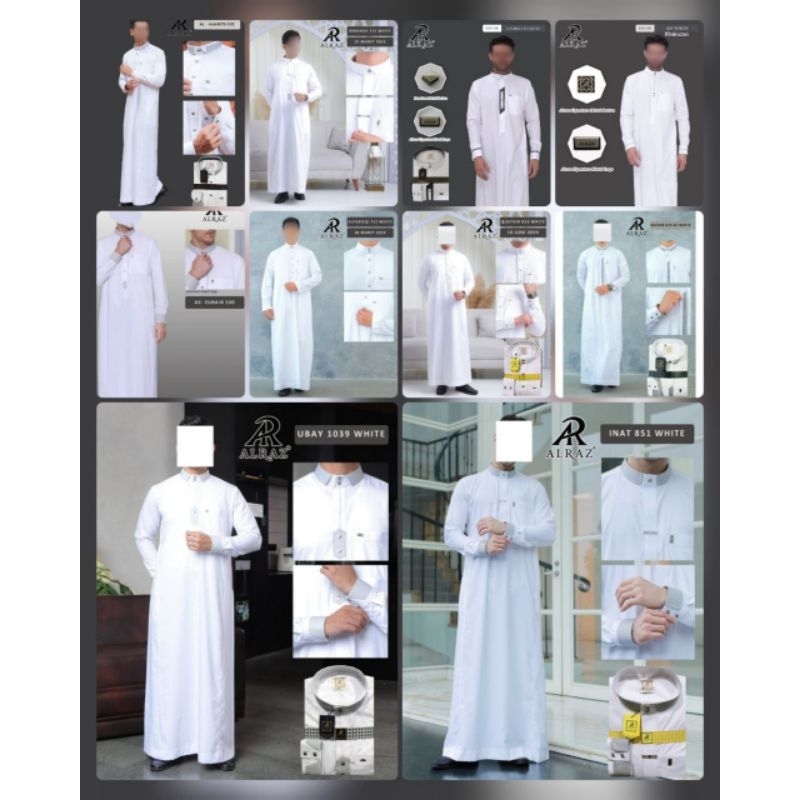 jubah al raz putih manset /alraz jubah putih