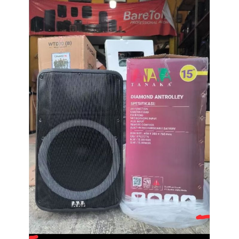 speaker tanaka 15inch speaker portabel speaker bluetooth speaker portable speaker trolly speaker akt