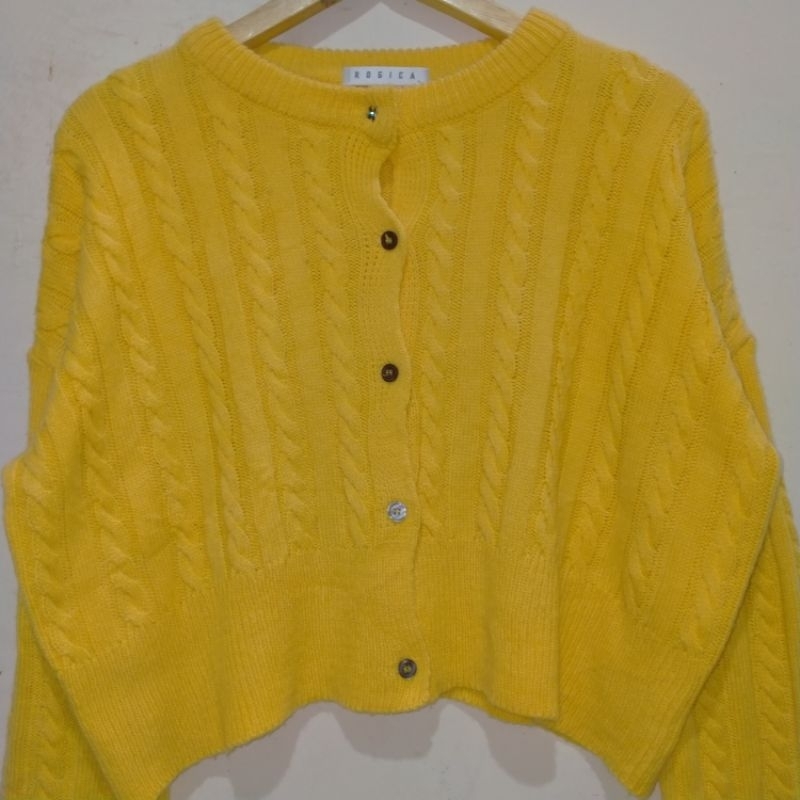 Cardigan rajut Cardigan kuning Cardigan thrift premium Cardigan crop