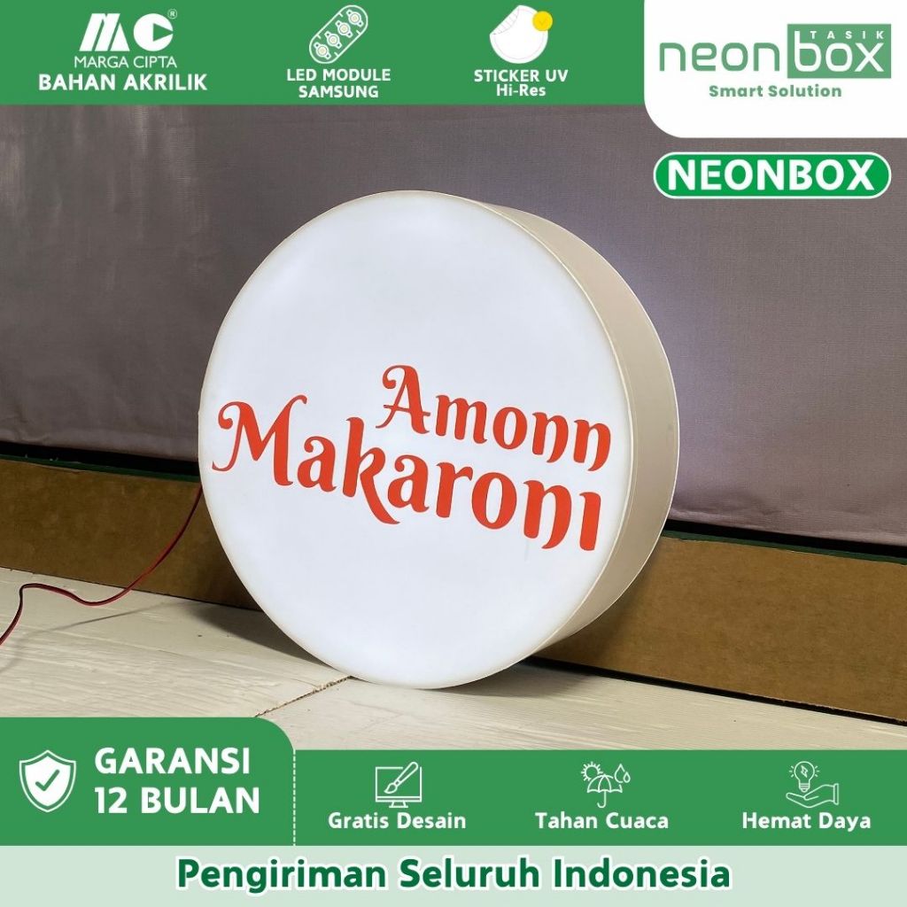Neon Box Custom Outdoor Neon Box Tasik Neon Box Bulat Akrilik 2 Sisi Neon Box Outdoor Indoor Free De