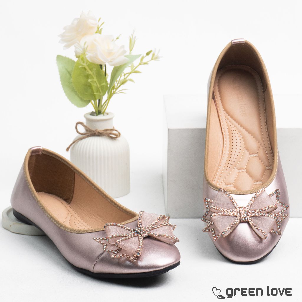 ORIGINAL Green love Sepatu Flat Wanita GLACIAL KEKINIAN
