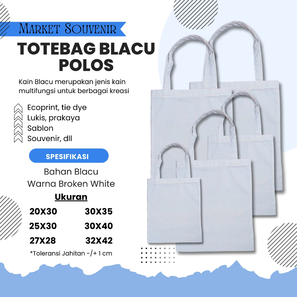Tote bag bahan blacu polos/Tas blacu polos/Totebag blacu polos