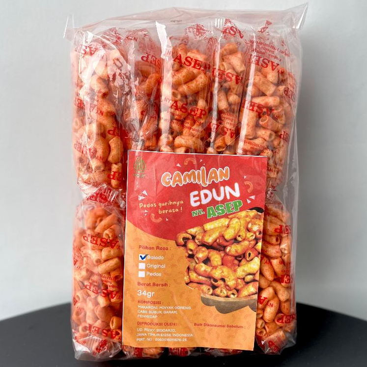 

Camilan Edun Makaroni Ny.Asep Snack Makaroni Pedas Asin Balado
