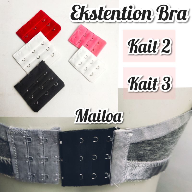 GROSIR 1 LUSIN - 12 PCS Pengait Ekstention BH Eksstension Bra Kait 2 & 3 Hook Tali Sambungan Dewasa 