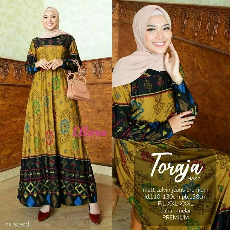 Gamis Calvin Jeans  TORAJA Dress Jumbo LD110-130CM BISA COD