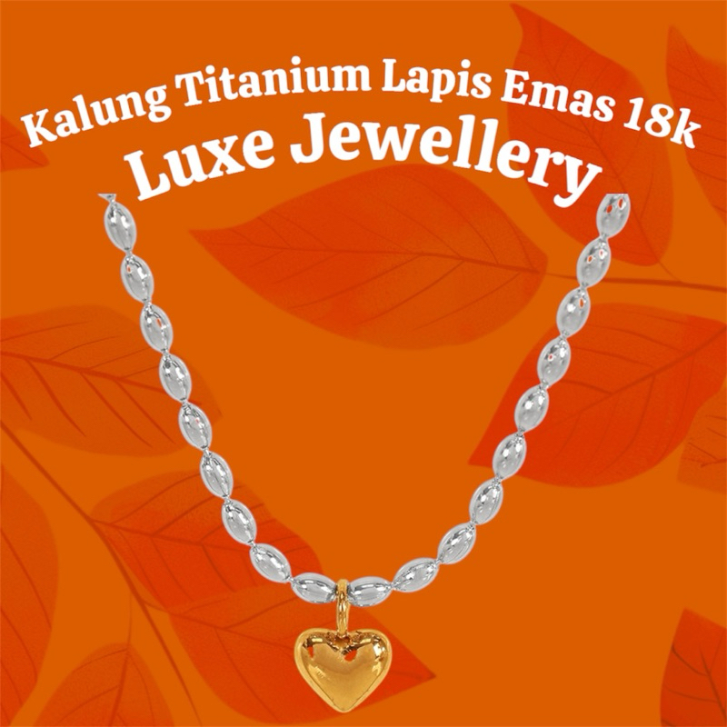 Kalung titanium asli lapis emas 18k