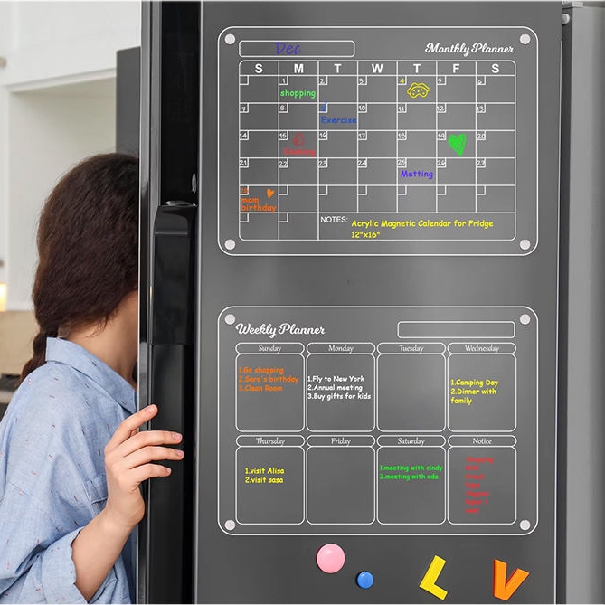 

Weekly Planner Magnet Kulkas Akrilik Custom Dinding Schedule Board untuk dinding kantor