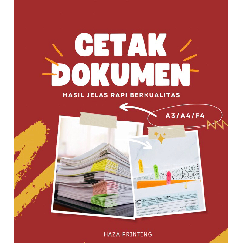 

(haza printing) Cetak dokumen rapi A4/A3/F4