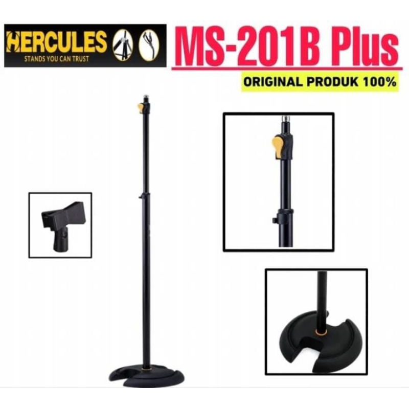 Hercules MS201B plus stand microphone round base straight