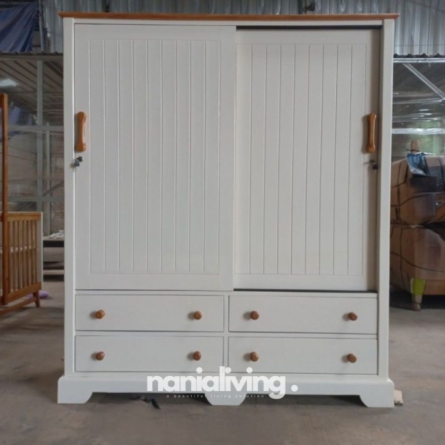 lemari minimalis sliding 2 pintu lemari pakaian sliding duco putih