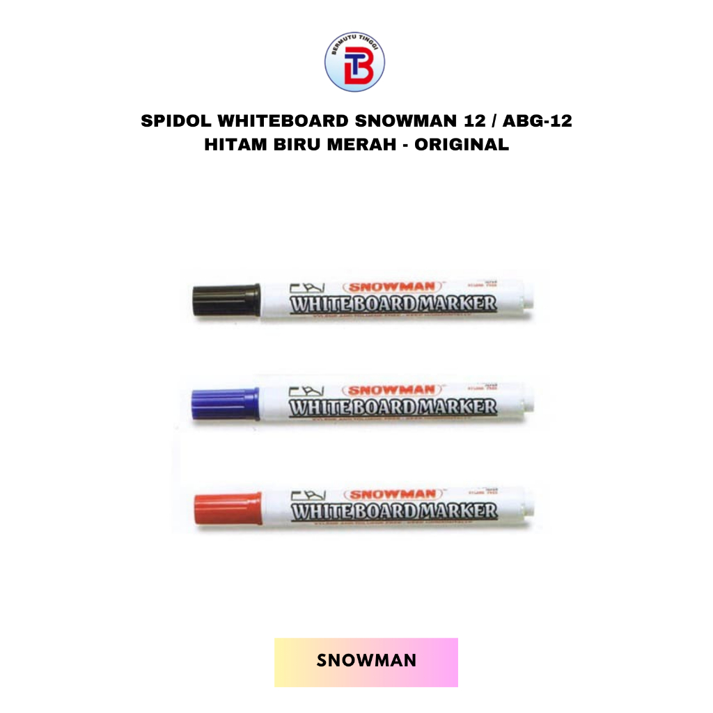 

Spidol Whiteboard Snowman 12 / ABG-12 Hitam Biru Merah - Original