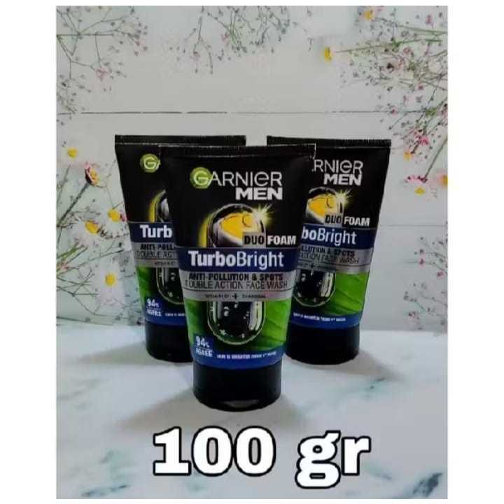 Turbo Bright Garnier Men Sabun Cuci Muka Super Duo Foam Dark Spots + Pore Tightening 100ml Ukuran Be