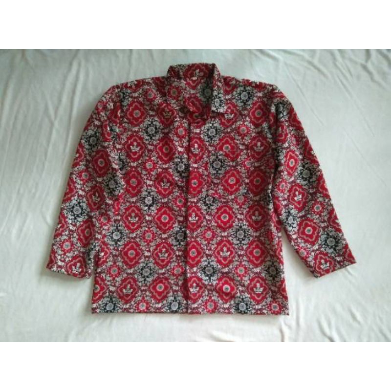 Batik SD Motif Tunas Harapan Merah Tangan Panjang