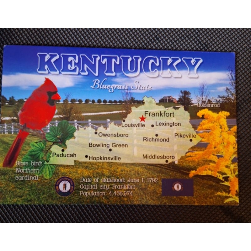 

kartu pos peta kentucky/map kentucky usa postcard