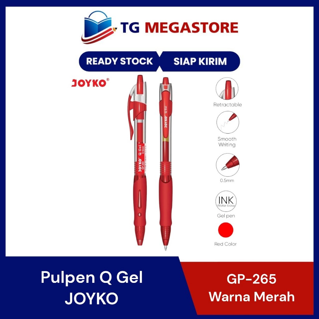 

Pulpen Gel Joyko ( GP-265 ) Q Gel Warna Merah