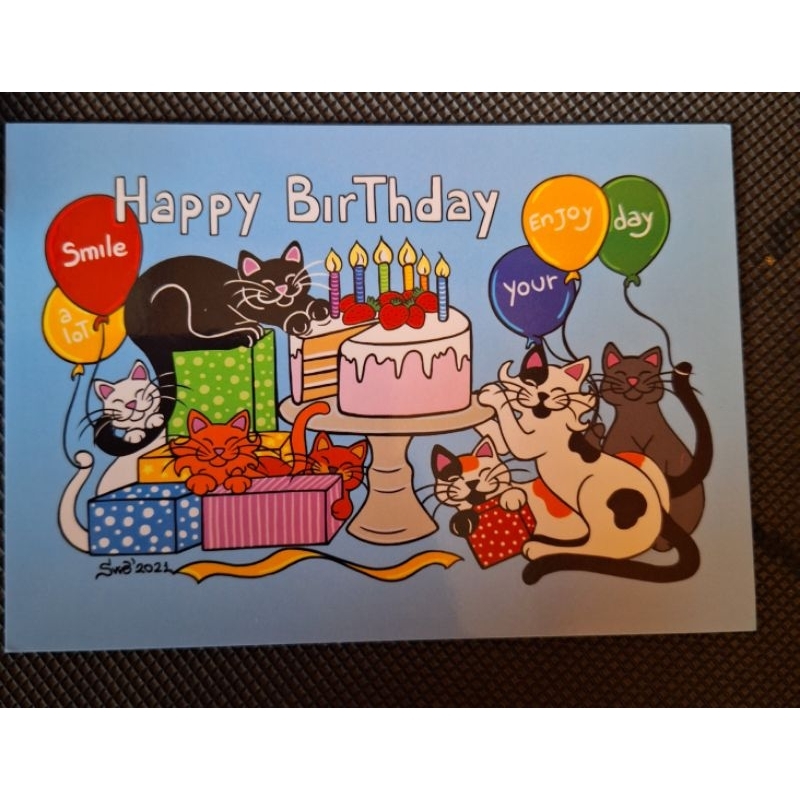 

kartu pos kucing titina ulang tahun/happy birthday cat postcard