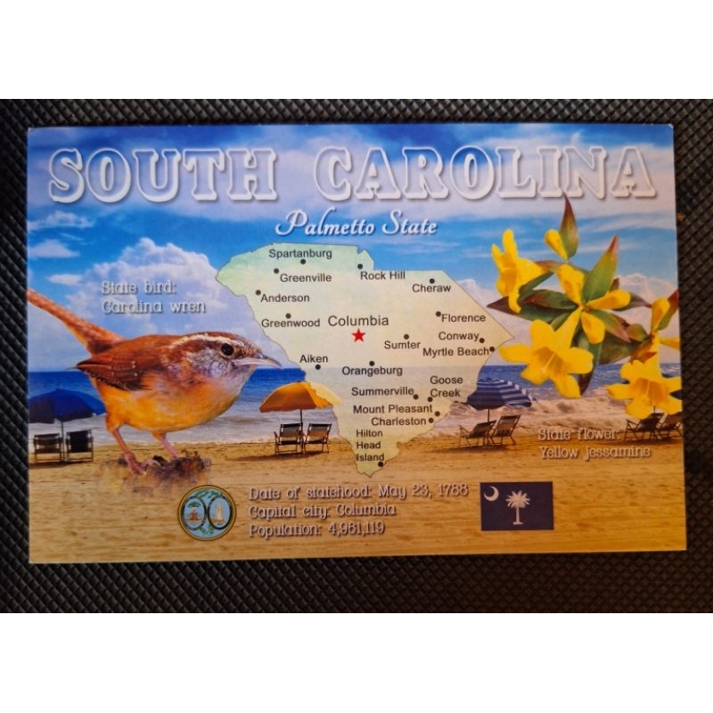 

kartu pos peta south carolina.usa map postcard