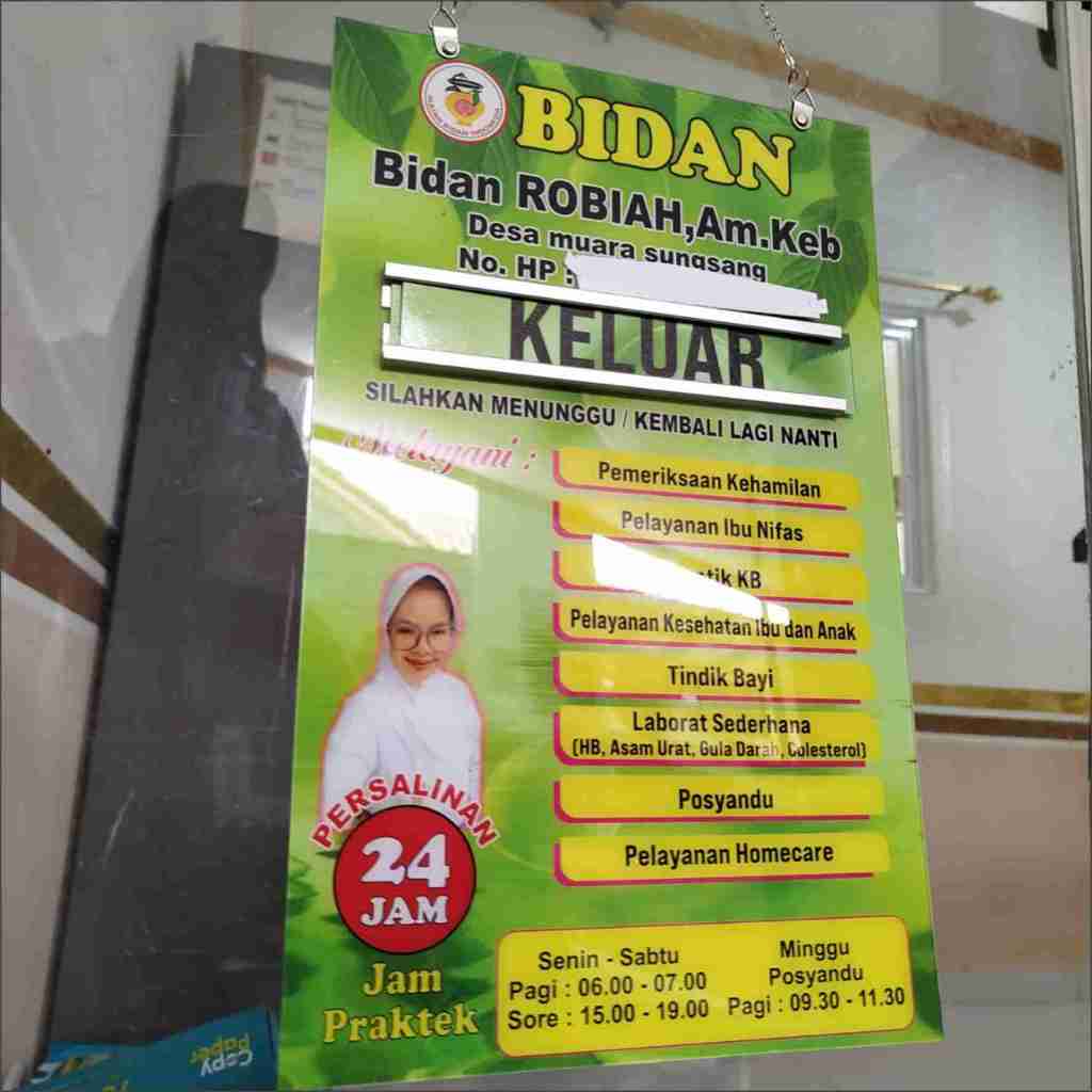 Papan Bidan Akrilik, Papan Nama Bidan, Papan Dokter, Perawat,Dll Bahan Akrilik Free Desain ( A85 )