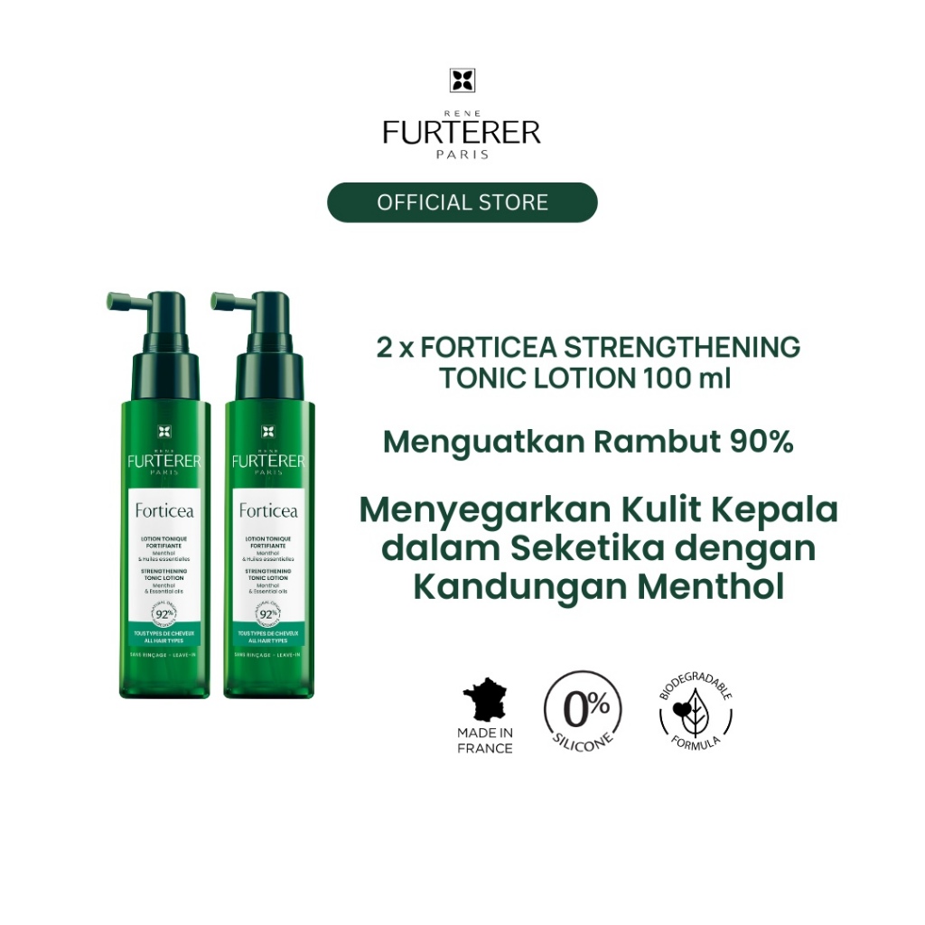 [Bundle Rene Furterer Paket 2 Lotion Perawatan Rambut Rontok 100ml dengan Ekstrak Guarana dan Minyak