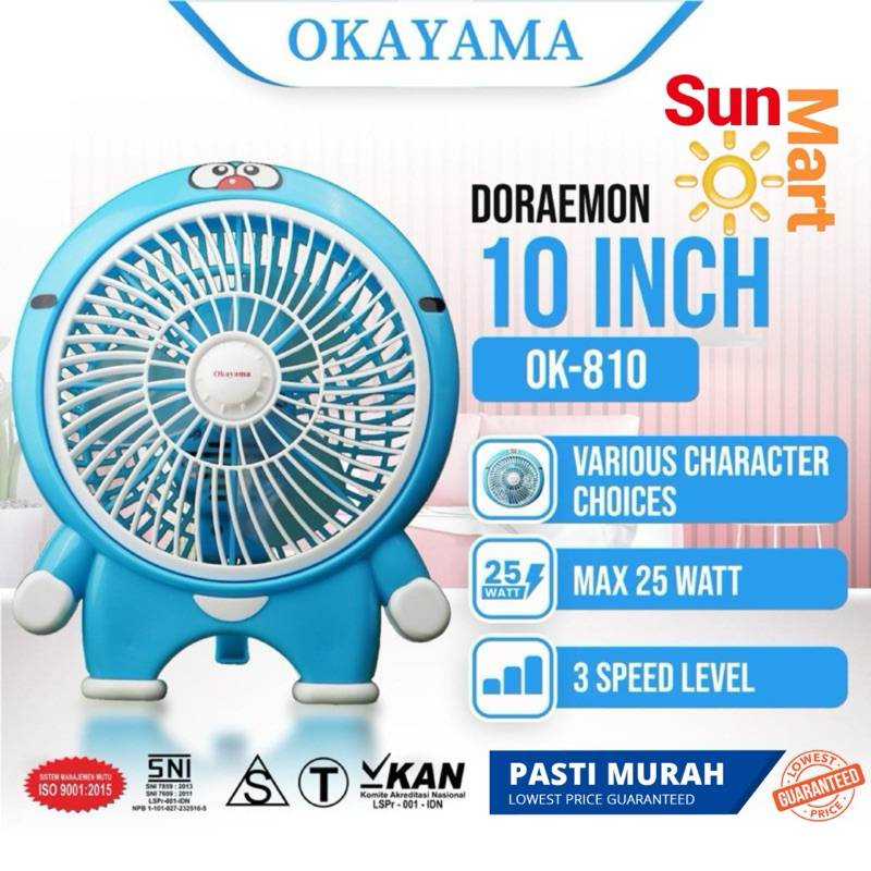 Kipas Angin Meja Okayama 10 inch / Kipas Karakter Okayama Lucu Doraemon