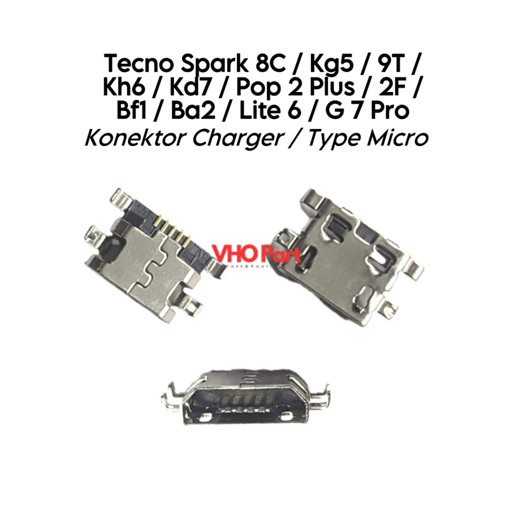 Konektor Charger Only Tipe ( Micro ) Tecno Spark 8C / Spark 9T / Pop 2+ / Pop 2 Plus / Lite 6 / G7 P
