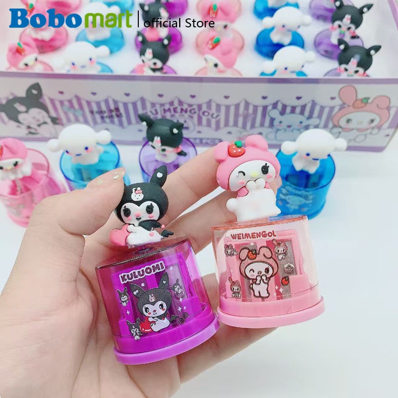 

BOBOMART 1 PCS Rautan Pensil KM-9388 2 Lubang - Serutan Karakter Kuromi, Cinnamoroll, Melody