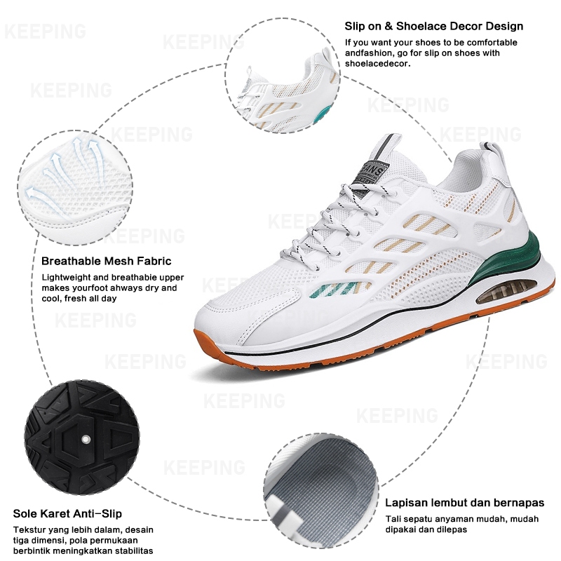NEW PRODUCT BESTPROMO KEEPING SEPATU SNEAKERS PRIA PUTIH SEPATU PRIA KETS SEPATU OLAHRAGA COWOK