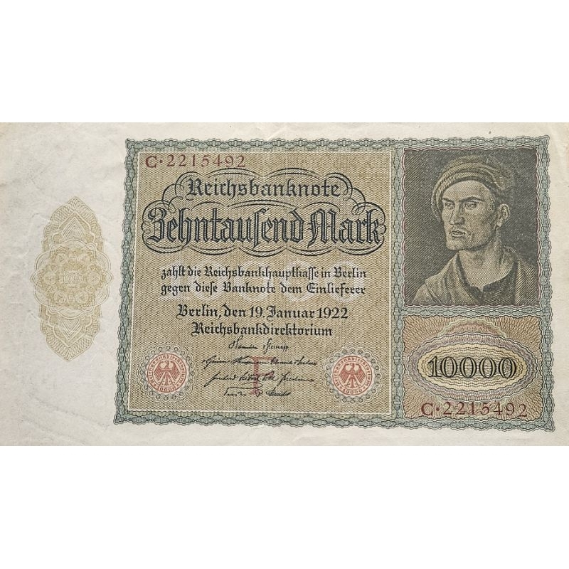 Murah Banget Uang Super Jumbo Big Size Negara Jerman 10.000 Mark tahun 1922 Kondisi AXF Bagus Utuh D