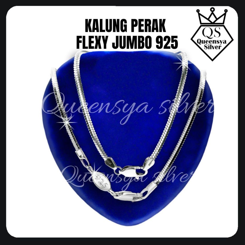 Kalung Perak Silver Asli 925 || Ukuran JUMBO Pria Wanita Model Casandra Flexy || Lapis Emas Putih Ku