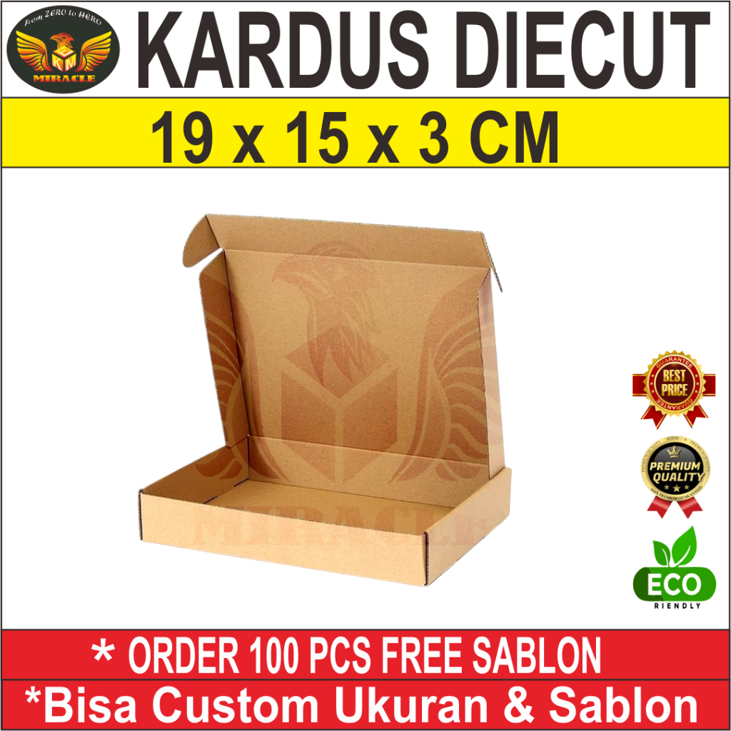 

DUS DIE CUT/DUS HAMPERS/DUS PIZZA/DUS GIFT DAN DUS SERBA GUNA LAIN NYA. UKURAN 19 X 15 X 3 CM