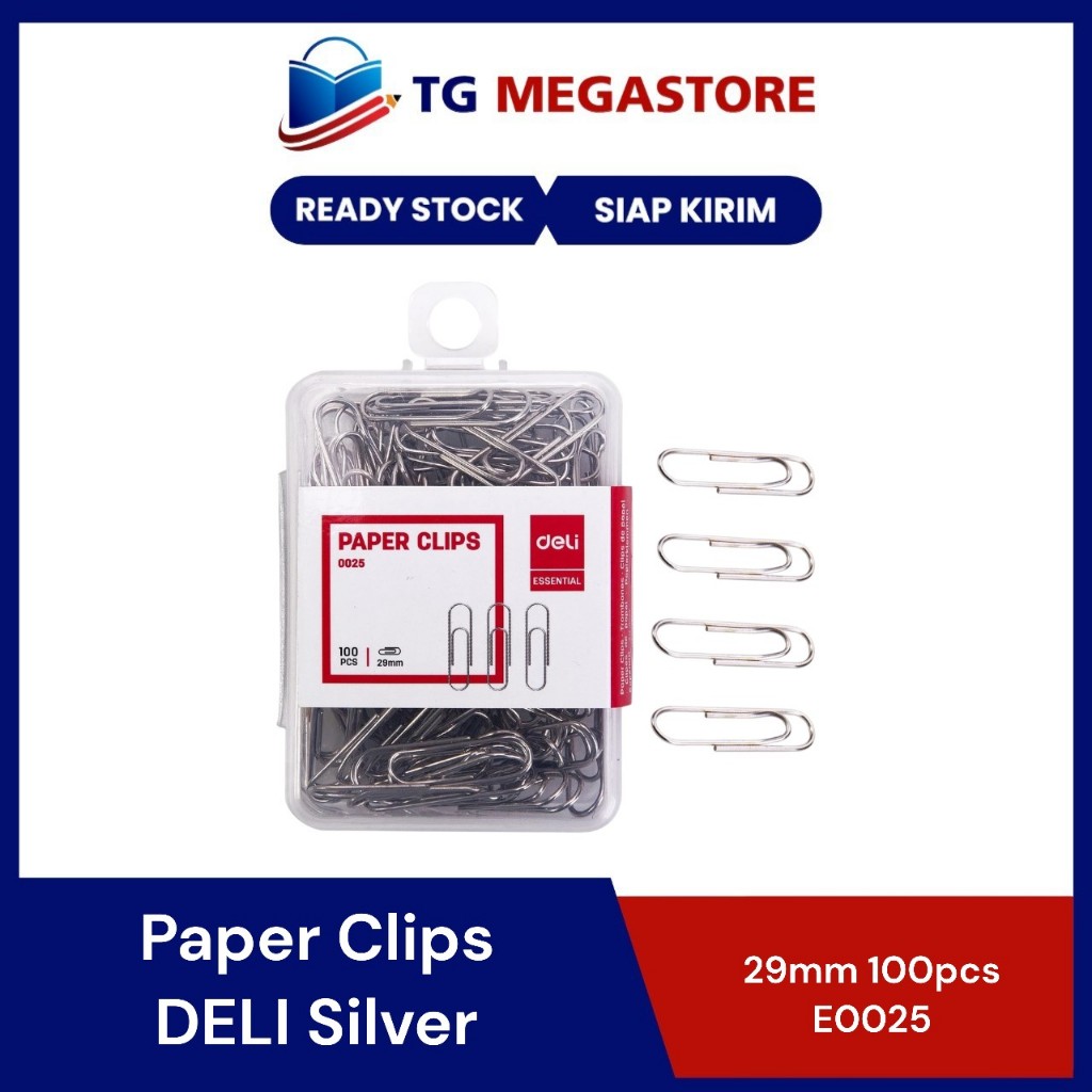 

Paper Clips DELI Silver 29mm 100pcs - E0025