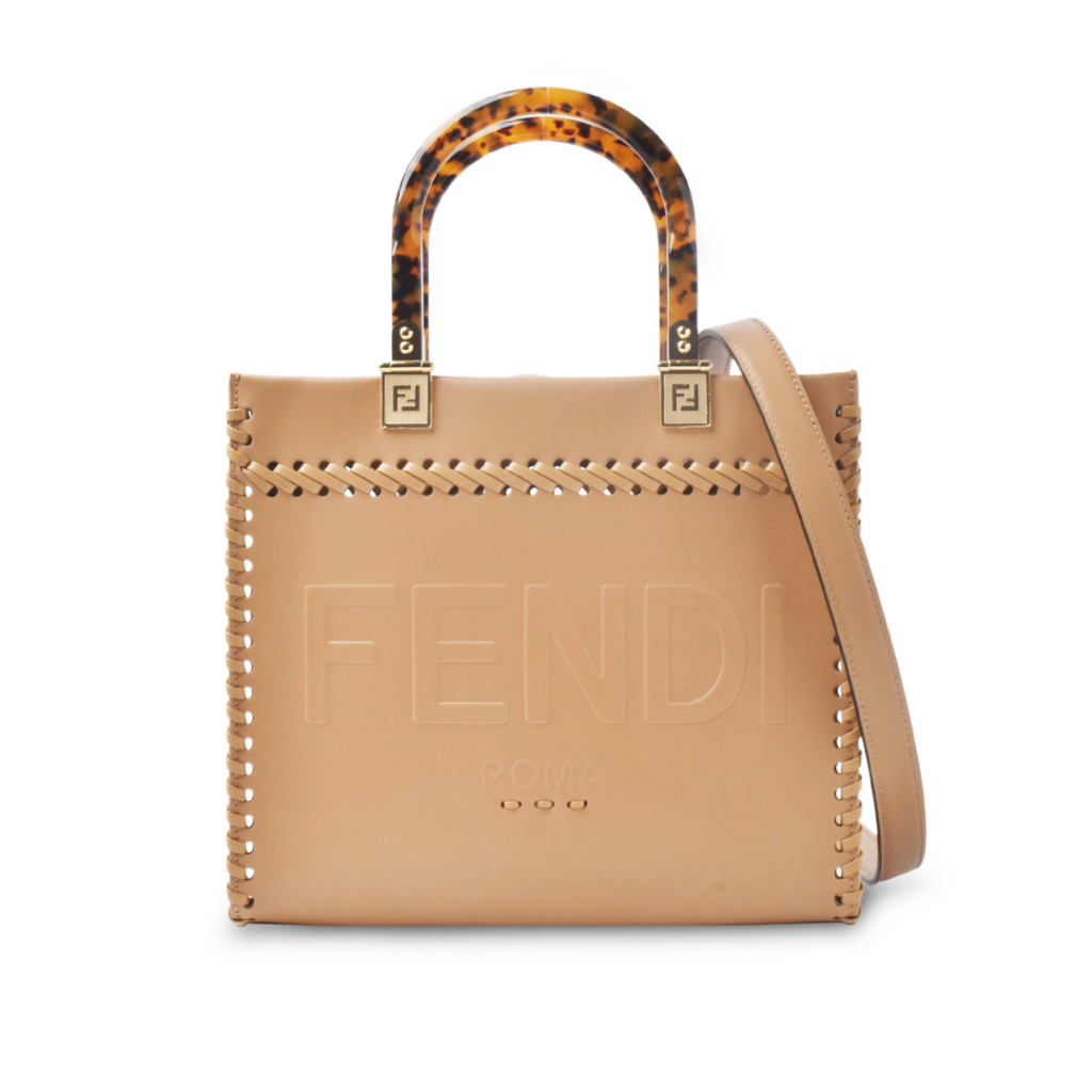 FENDI Sunshine medium tote bag with braided edges calfskin leather