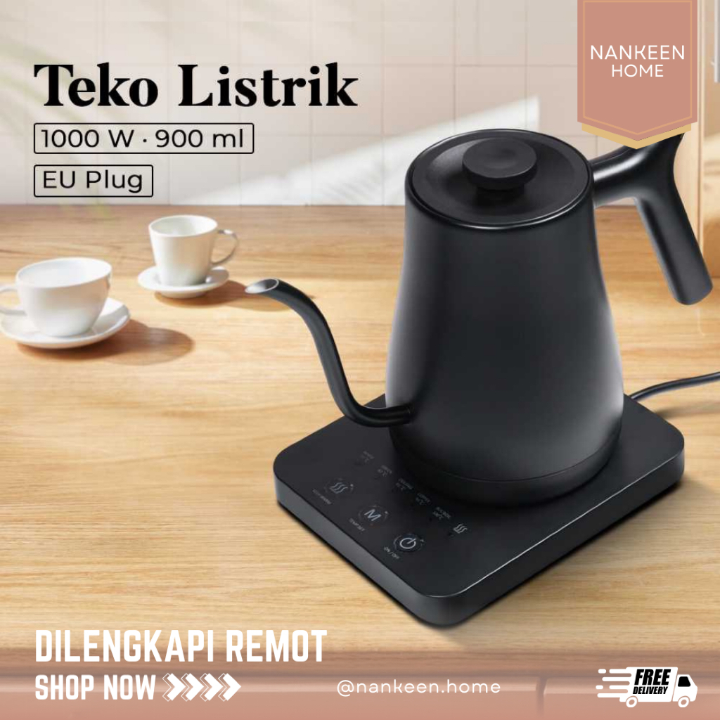 nankeen - Teko Listrik Minimalis Estetik 800ml 1000W/Penanas Air Leher Angsa Pour Over/Ceret Listrik