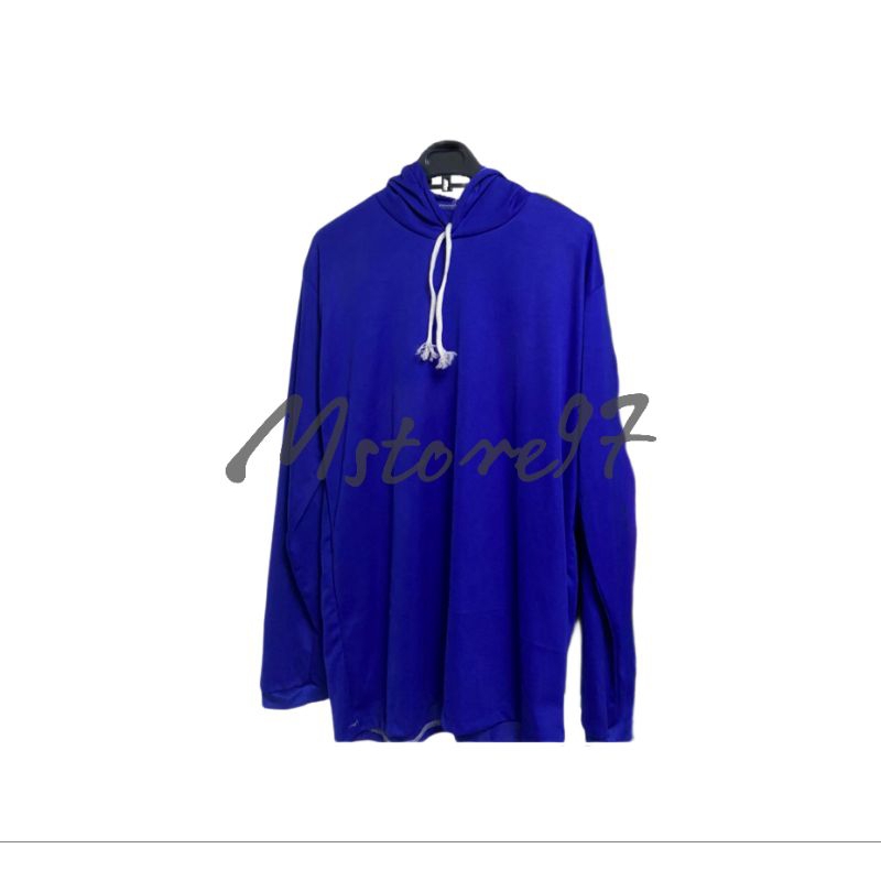 Kaos Pria Polos Lengan Panjang Warna Biru Kaos Kupluk Kaos Telesan Kerja Sawah Proyek Bangunan