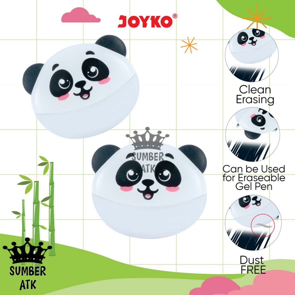 

Penghapus Eraser Joyko ER-150 Panda Eraser Pencil & Erasable Gel Pen