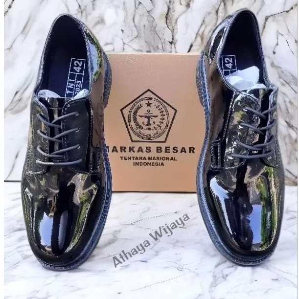 Sepatu PDH Kilap Jatah MABES TNI AD Original Kulit Asli