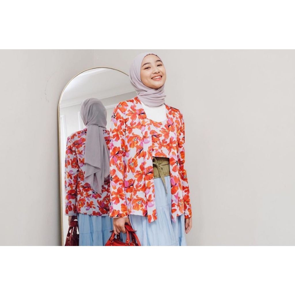 Kutu Baru Modern Kebaya Batik Modern Jumputan Lengan Panjang COD