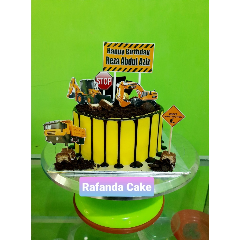 Topper kue ulang tahun mobil becko beko excavator alat berat