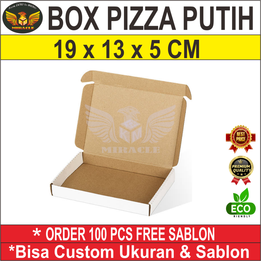 

BOX DIE CUT PUTIH SERBA GUNA, 19 X 13 X 5 CM. COCOK UNTUK PIZZA, HAMPERS, GIFT, DAN ACCESORIS PACKAGING LAIN NYA. MUDAH DIBENTUK DAN RAPIH ELEGAN.