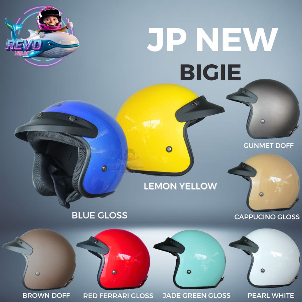 HELM JPX RETRO JP NEW BIGIE SOLID WARNA TERLARIS, HELM HALF FACE PREMIUM, JPX HELMET OFFICIAL