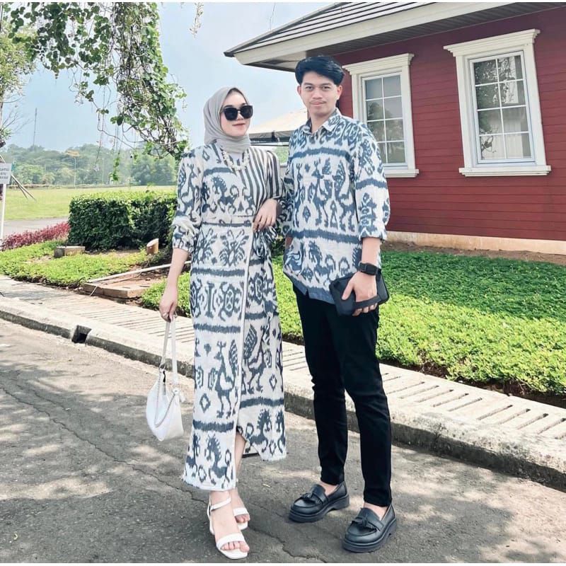 COUPLE TENUN - KEMEJA TENUN - DRESS TENUN - COUPLE LEBARAN DRESS KONDANGA