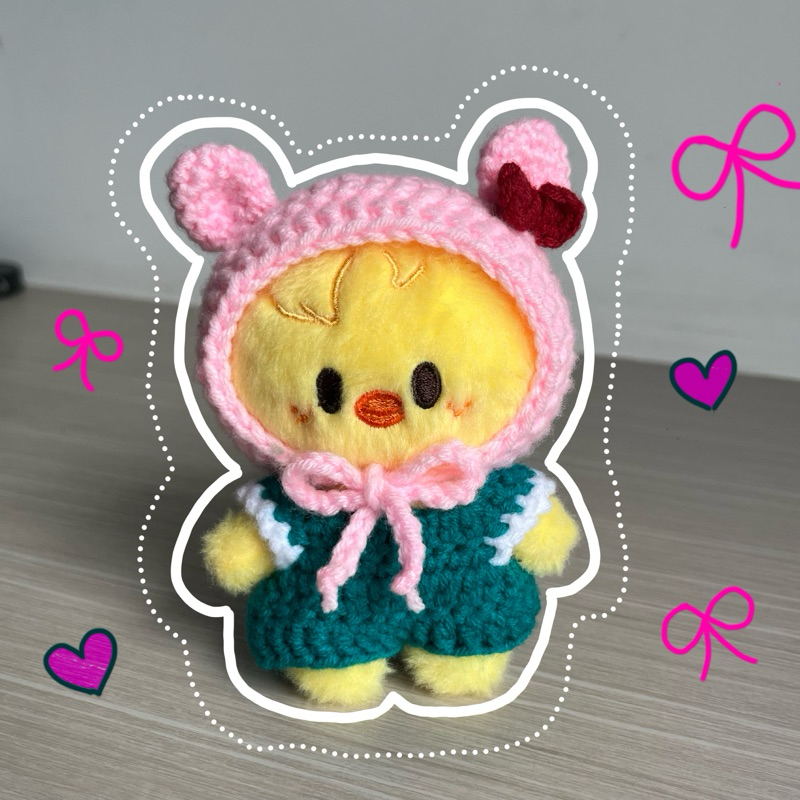 [ bbokurochet ] baju rajut boneka tudung kucing / crochet set doll kitty skzoo bbokari