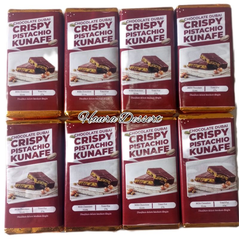 

Gooku 28 Store Coklat Dubai Crispy "Pistachio Kunafe" Dessert Cokelat Berat 270 Gr ,Size 16X8 Cm