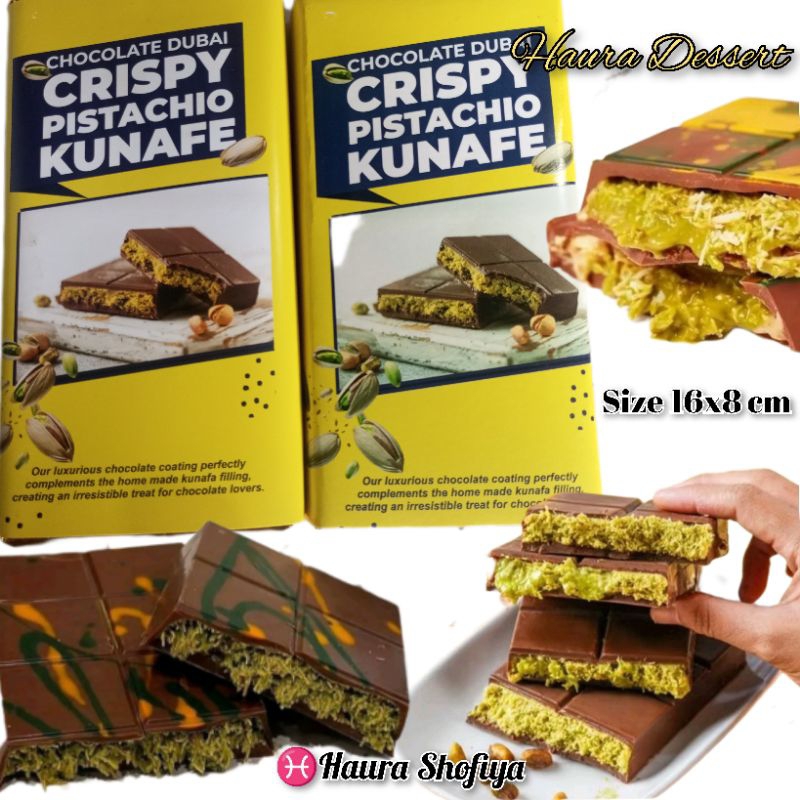 

Gooku 28 Store Chocolate Dubai Crispy "Pistachio Kunafe" Coklat Viral Berat 270 Gr , Size 16X8 Cm