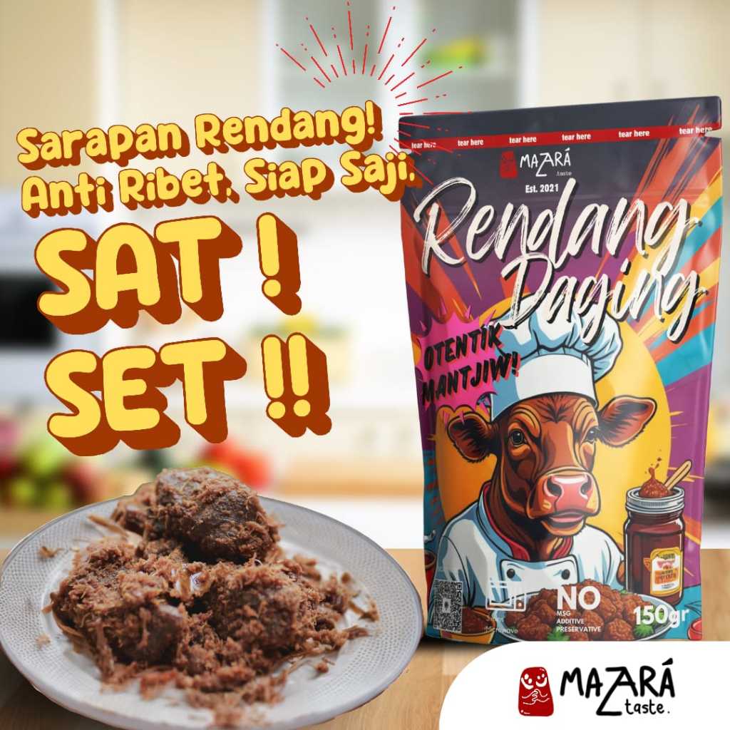 

Rendang Daging Sapi Khas Padang Siap Saji 150gr Mazara Taste