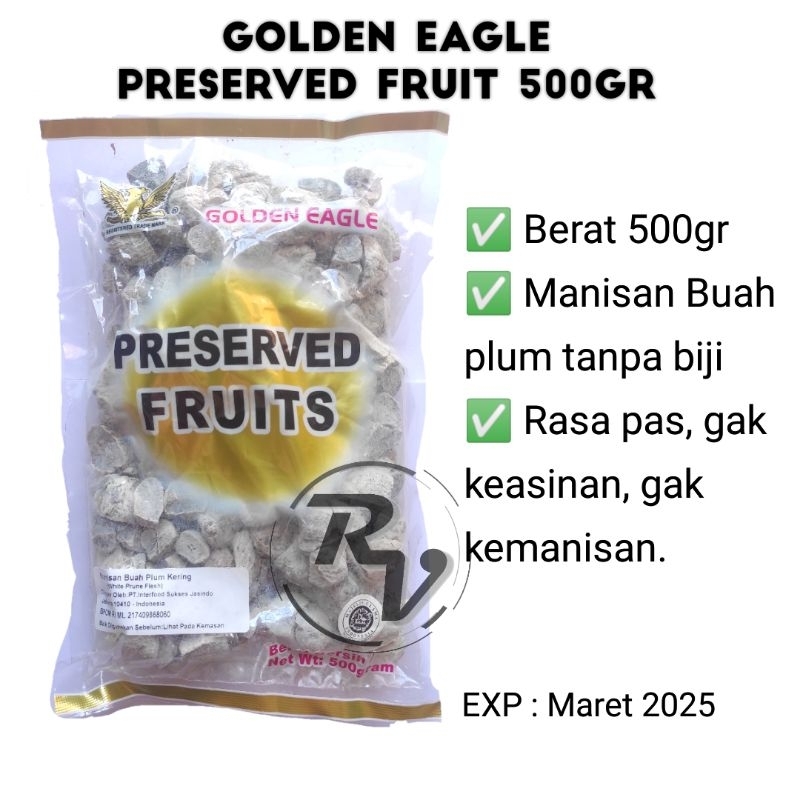 

Golden Eagle Preserved 500gr / Manisan Buah Plum Kering / Kiamboy / White Prune Flesh