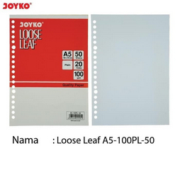 

Loose Leaf Polos Plain A5 Joyko 50 Lembar