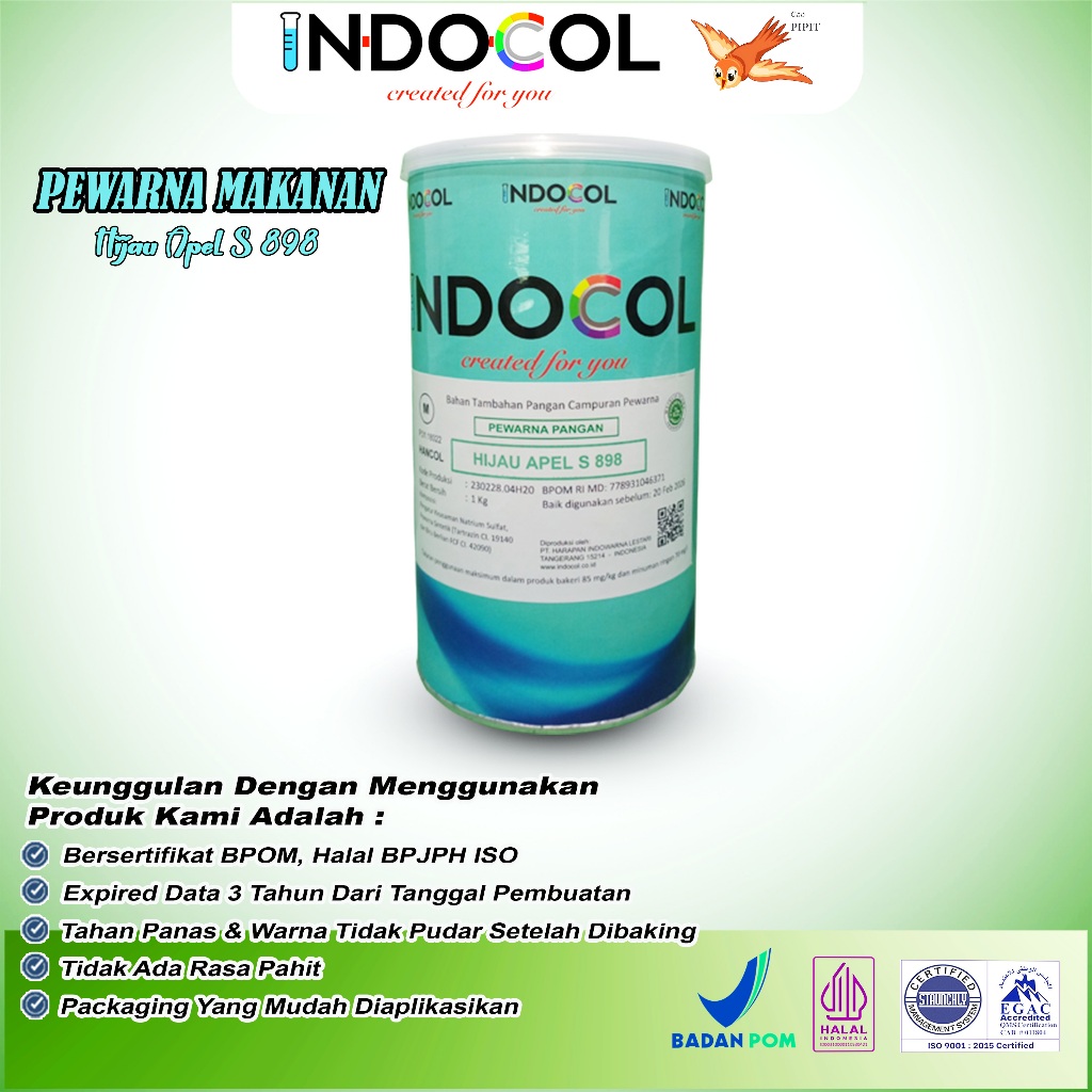 

Pewarna Makanan INDOCOL HIJAU APEL S898 (APPLE GREEN "S")